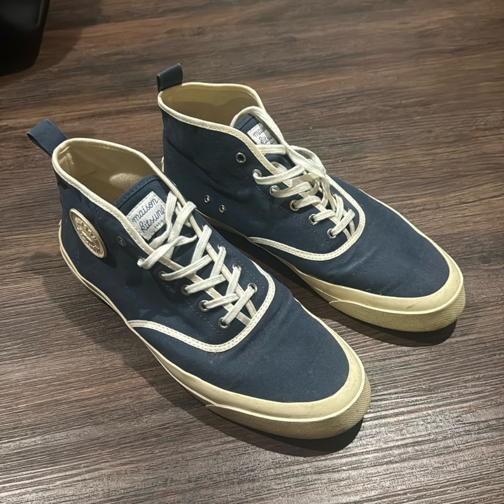Maison Kitsune Navy Canvas Sneakers EU 44